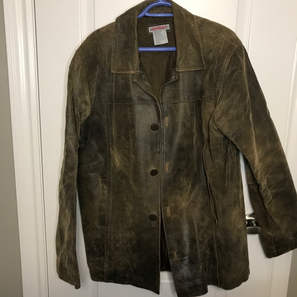 Distressed leather jacket